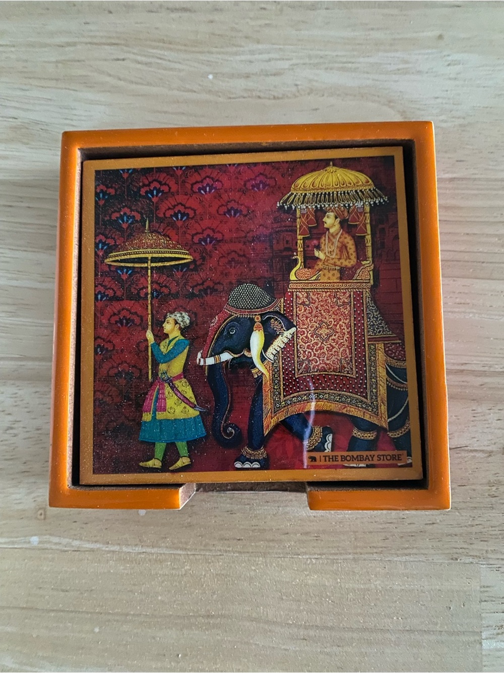 The Bombay Store 4 Piece Coaster Set Never Used King Procession From India